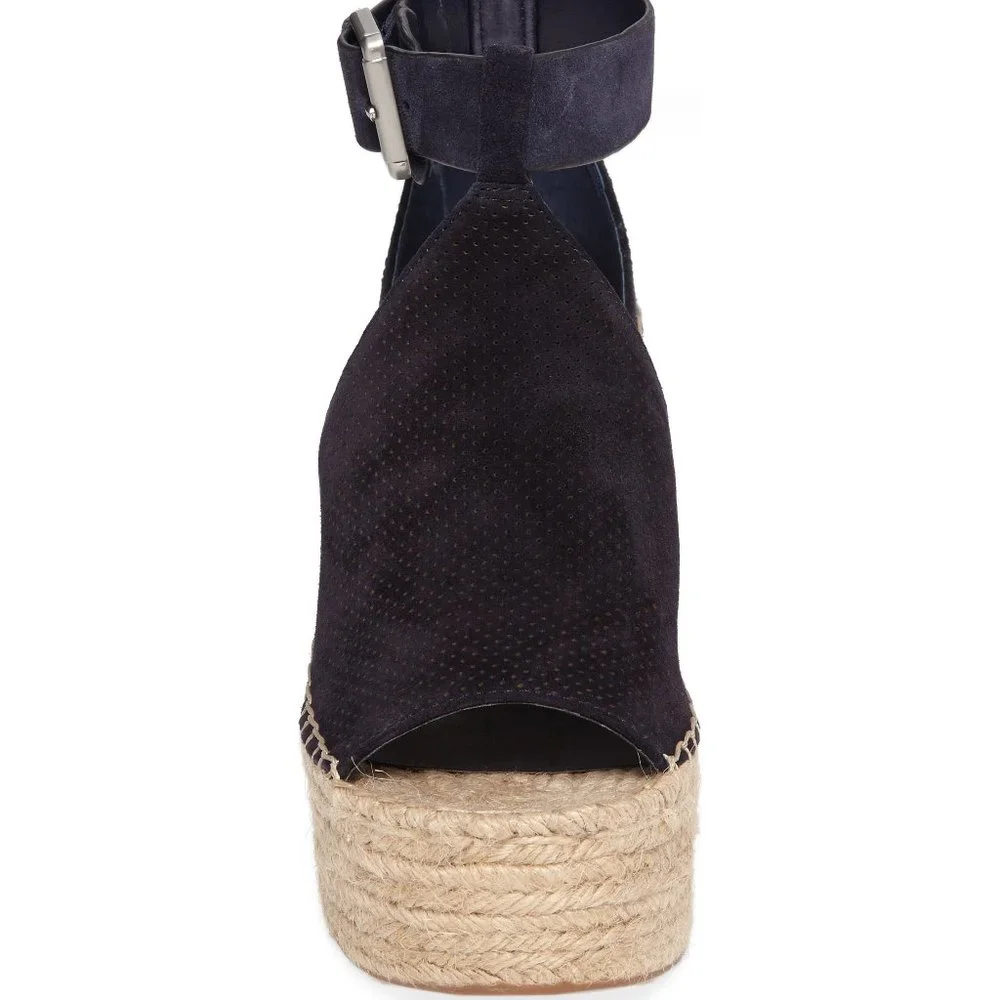 Marc Fisher New Sandal Perf Suede Wedge NWOT Women's 10